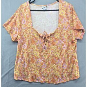New Without Tags Rue21 Orange Floral Short Sleeve Blouse Size 3X Women Casual